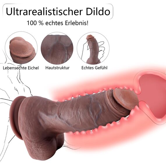 Realistischer Silikon-Dildo, Super-Klassiker-Dildo mit starkem Saugnapf, Sexspielzeug für Männer, Frauen und Paare M