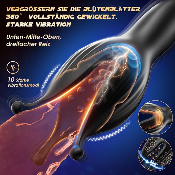 Tagnaff Penis Vibrator Masturbieren für Männer, 360° Verbessern Wickelstimulation Klitoris Eichelvibrator Sex Spielzeug für die Männer Paare, 10 Modi Masturbator Vibratoren Sex Sexspielzeug