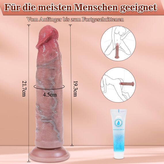 Dildo Sex Spielzeug für die Frauen Männer Paare - Anal Dildos Penis Nachbildung Plug, Realistischer Silikon Doppeldildo mit 3D Hoden Echten Venen Starkem Saugnapf, Analdildo Gay Sexspielzeug 22*4.5cm