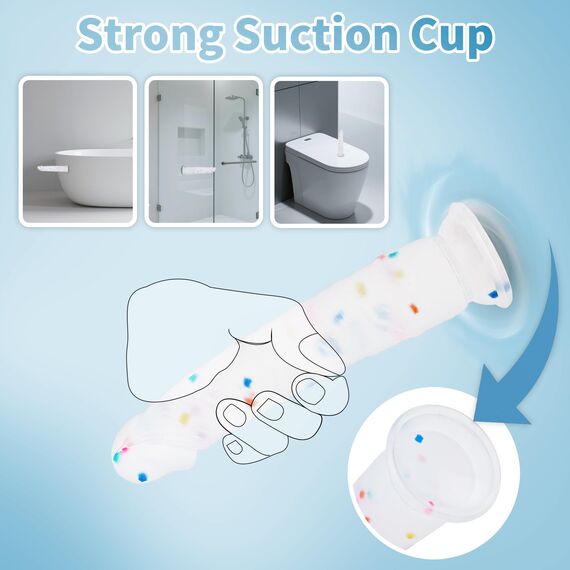 20cm Confetti Silikon Dildo mit Realistische Design, Flacher Saugfuß für Bequemes Spielen ohne Hände, Anal-Dildo für Vagina, G-Spot und Prostata