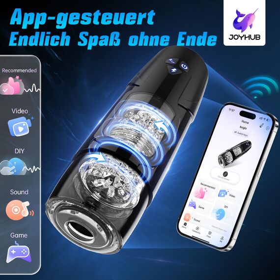 Pangpangmi Elektrischer Masturbator Masturbieren für Männer, Sex Spielzeug für die Männer mit 7 Modi Teleskopfunktion und Rotation, App-Steuerung Masturbatoren Taschenmuschi Penis Sexspielzeug