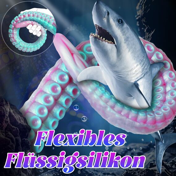 Wakelust 40CM Flüssiges Silikon Dildo Monster Fantasy Dildo mit Starkem Saugnapf Realistischer Oktopus-Tentakel Dildo für Sie G-Punkt Anal Plug Erotik Sexspielzeug für Männer Frauen Paare(LilaBlau)