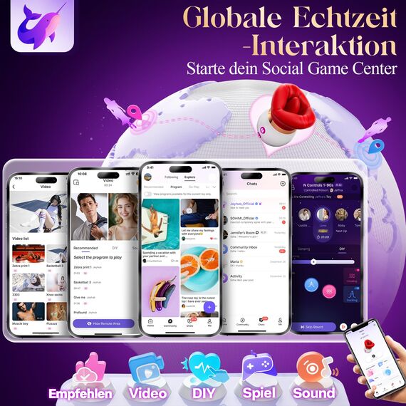 3 IN 1 Mund-Vibrator mit 360° Rotierende Zunge & Saugfunktion-Klitoris Vibration für Frauen mit APP Steuerung AI-Chat, Soft Lips Realistische Zungensimulation Sex Spielzeug für die Frau Paare Sex Toys