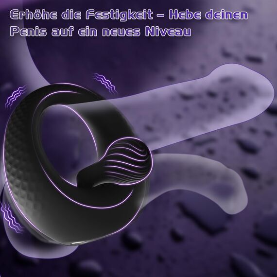 Penisring Vibrator mit 360° Verstellbarem Perlen-Klitorisstimulator, Sex Spielzeug für die Paare Männer Frauen, YAWNSHE Cockring Penis Ring Sex Toys, Erotisches Sexspielzeug für Paare Mann Extrem Sex