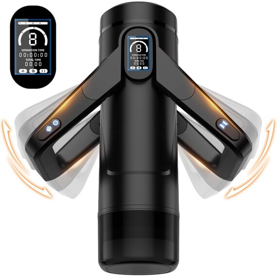 Masturbieren für Männer Sex Spielzeug für die Männer Elektrischer Masturbator, 9 Vibratoren & 9 Teleskopfunktion & 3D Realistische Vagina & LCD-Display, Taschenmuschi Mastubratoren Sexpuppe Schwarz