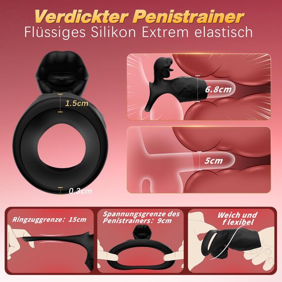 Tagnaff Doppelte Verzögerung Penisring Sex Spielzeug für die Paare Männer, Verbesserte Stimulation der Klitoris Penishülle für Penis G-Punkt, 9 Modi Penis Ring Sexspielzeug für Paare Extrem Sex Toys