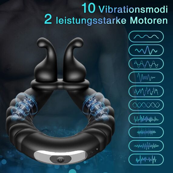 Penisring Vibrator, Penisringe Sex Spielzeug für die Paare mit Einstellbare Größe,Cockring Sexspielzeug für Paare Extrem Sex mit 10 Vibrationsmodi, Penis Ring Sex Spielzeug für die Männer Extrem