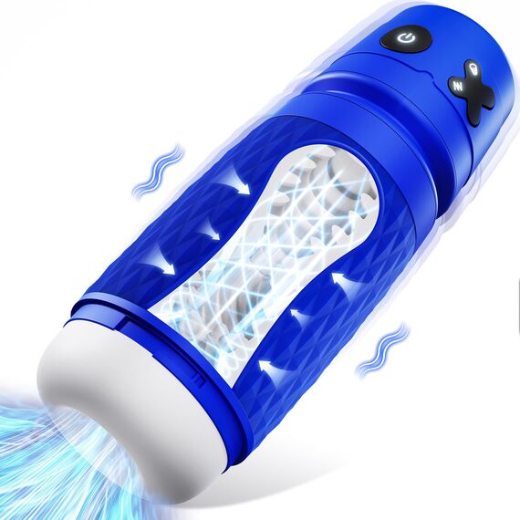 Eanatoys Masturbieren für Männer Sex Spielzeug für die Männer Masturbator, 3 Saugen & 4 Vibratoren & 3D Realistische Vagina & Ein-Druck-Höhepunkt, Taschenmuschi Mastubratoren Blowjob Sexpuppe Blau