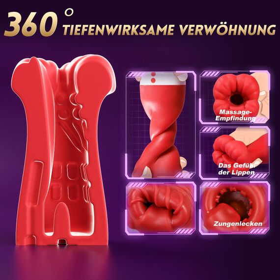 Pangpangmi Masturbieren für Männer Elektrisch, Sex Spielzeug für die Männer Solo Paare Masturbator mit 10 Vibration 10 Lecken 4 Saugen Vibrator Sexspielzeug Vibratorensets Masturbatoren