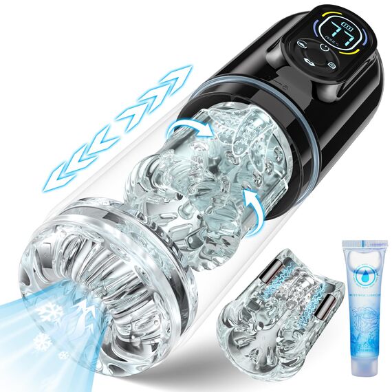 Elektrischer Masturbator Sex Spielzeug für die Männer mit 7 Modi Teleskopfunktion & Rotieren & Saugen & Vibrieren und Lecken, Masturbieren für Männer Sex Toys Taschenmuschi Sexspielzeug Masturbatoren