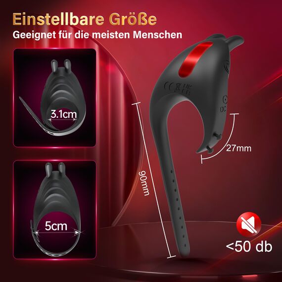 Sex Spielzeug für die Männer Penisring mit Einstellbare Größe, Cockring Vibration Sex Toy mit Rabbit Vibrator für Klitoris, Erotik Sexspielzeug Penis Ring Sex 7 Vibrationsmodi Sex Toys