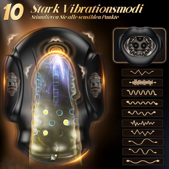 4 IN 1 Mundförmig Masturbieren für Männer, Weich Masturbator Oralsex Eichel Stimulator, Elektrischer Sex Spielzeug für die Männer Solo Leise Taschenmuschi Penis Vibrator mit 10 Vibrations & APP