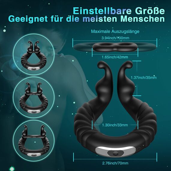 Penisring Vibrator, Penisringe Sex Spielzeug für die Paare mit Einstellbare Größe,Cockring Sexspielzeug für Paare Extrem Sex mit 10 Vibrationsmodi, Penis Ring Sex Spielzeug für die Männer Extrem