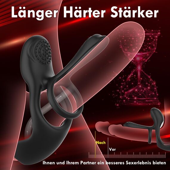 3 in1 Penisring Vibrator Penisringe Sex Spielzeug für die Männer, Penis Ring Sex spielzeug für Paare Extrem, Cockring Sexspielzeug mit 10 Vibrationsmodi für längere Erektion Stimulation Penis Sex Toys