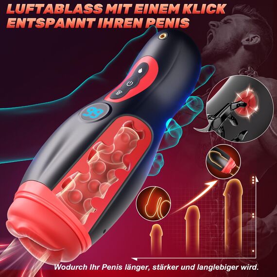 6-in-1 Masturbieren für Männer, 360°Handyhalter & Realistische Mundöffnung Masturbator mit 9 Saugen 9 Vibration, Elektrischer Penis Vibrator Sex Spielzeug für die Männer Blowjob mit App-Steuerung