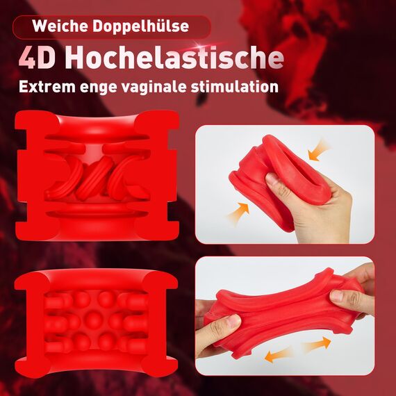 Elektrischer Masturbator Masturbieren für Männer, Doppelhülsen mit Teleskopfunktion & Rotierend & Vibration Sex Spielzeug für die Männer, Realistisch Taschenmuschi Masturbatoren Sexmaschine Sex Toys