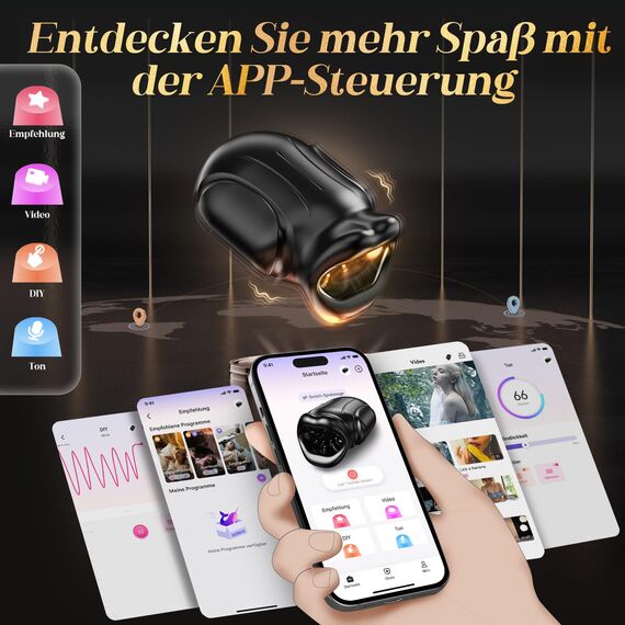4 IN 1 Mundförmig Masturbieren für Männer, Weich Masturbator Oralsex Eichel Stimulator, Elektrischer Sex Spielzeug für die Männer Solo Leise Taschenmuschi Penis Vibrator mit 10 Vibrations & APP