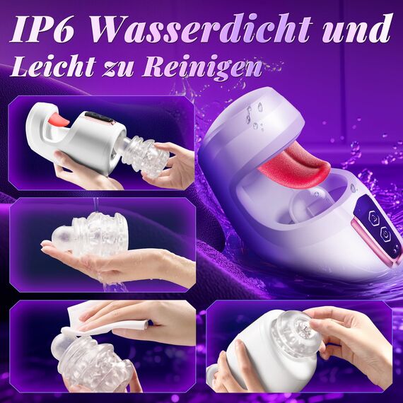 Elektrischer Masturbator Sex Spielzeug für die Männer, Masturbieren für Männer Zunge Oralsex Blowjob mit 10 Schub & 10 Zungen leck,Taschenmuschi Training Masturbator für Penis Pussy