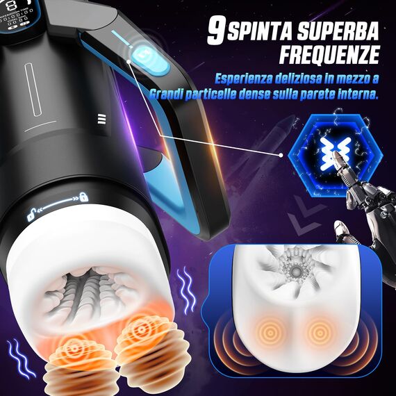 Eanatoys Masturbieren für Männer Sex Spielzeug für die Männer Masturbator, 9 Vibratoren & 9 Teleskopfunktion & 3D Realistische Vagina & LCD-Display, Taschenmuschi Mastubratoren Sexpuppe Blau