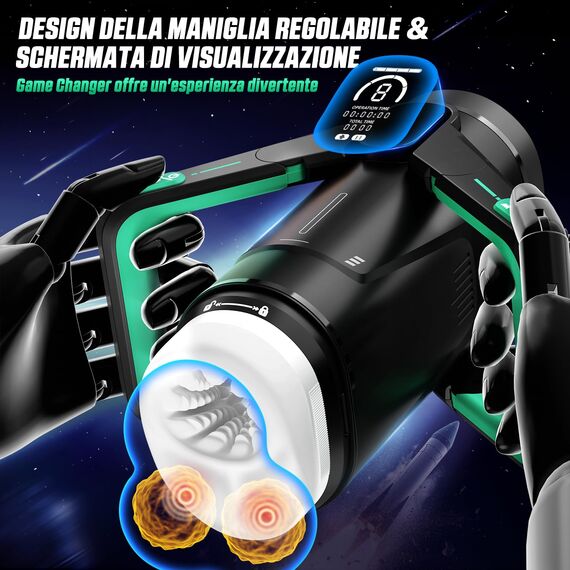 Masturbieren für Männer Sex Spielzeug für die Männer Elektrischer Masturbator, 9 Vibratoren & 9 Teleskopfunktion & 3D Realistische Vagina & LCD-Display, Taschenmuschi Mastubratoren Sexpuppe Grün