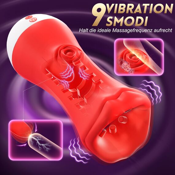 Pangpangmi Masturbieren für Männer Elektrisch, Sex Spielzeug für die Männer Solo Paare Masturbator mit 9 Vibration 9 Lecken Vibrator Sexspielzeug Vibratorensets Masturbatoren