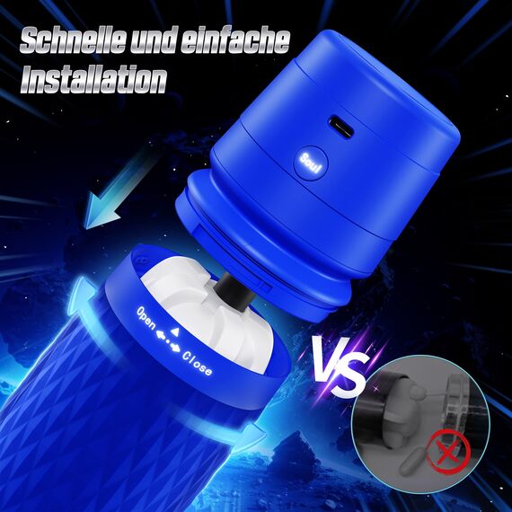 Eanatoys Masturbieren für Männer Sex Spielzeug für die Männer Masturbator, 3 Saugen & 4 Vibratoren & 3D Realistische Vagina & Ein-Druck-Höhepunkt, Taschenmuschi Mastubratoren Blowjob Sexpuppe Blau