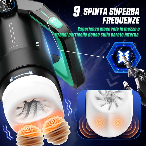 Masturbieren für Männer Sex Spielzeug für die Männer Elektrischer Masturbator, 9 Vibratoren & 9 Teleskopfunktion & 3D Realistische Vagina & LCD-Display, Taschenmuschi Mastubratoren Sexpuppe Grün