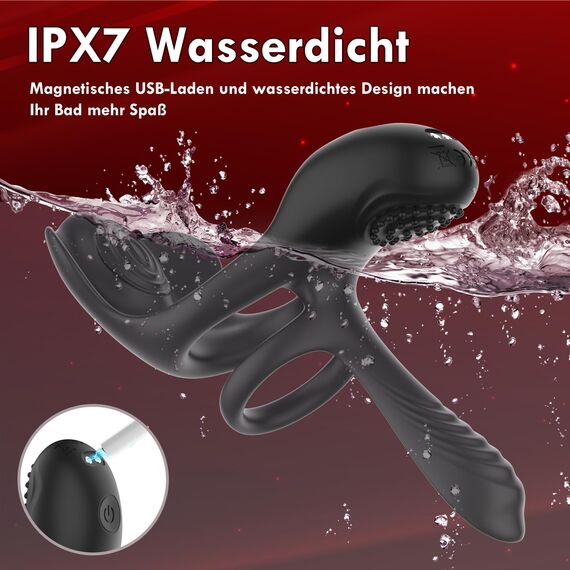 3 in1 Penisring Vibrator Penisringe Sex Spielzeug für die Männer, Penis Ring Sex spielzeug für Paare Extrem, Cockring Sexspielzeug mit 10 Vibrationsmodi für längere Erektion Stimulation Penis Sex Toys