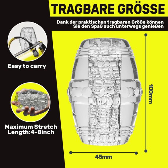 Masturbator Taschenmuschi Sex spielzeug für die Männer,Realistischer 3D Masturbation Erotik Manuelle Cup Masturbatoren Eichel Stimulation Pocket Pussy (Transparent)