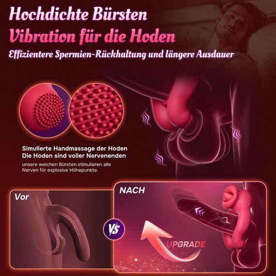 Penisring Sex Spielzeug für Die Paare, Erotik Zunge Cockring Sex Spielzeug für die Männer Extrem mit 10 Vibrationsmodi, Dual Penisringe Massagegerät Penis Ring