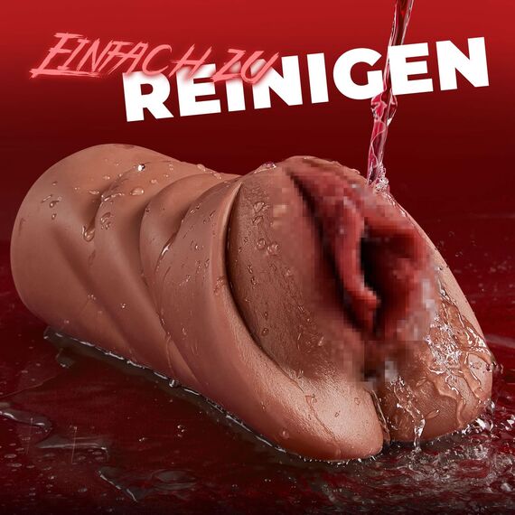 Realistischer Masturbator Taschenmuschi Silikon Masturbieren Sex Spielzeug mit 5D Klitoris Doppelkanal Masturbator Groß für Mann 2 in 1 Sexspielzeug für die Männer solo (braun)