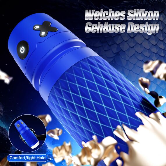 Eanatoys Masturbieren für Männer Sex Spielzeug für die Männer Masturbator, 3 Saugen & 4 Vibratoren & 3D Realistische Vagina & Ein-Druck-Höhepunkt, Taschenmuschi Mastubratoren Blowjob Sexpuppe Blau