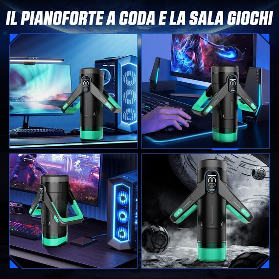 Masturbieren für Männer Sex Spielzeug für die Männer Elektrischer Masturbator, 9 Vibratoren & 9 Teleskopfunktion & 3D Realistische Vagina & LCD-Display, Taschenmuschi Mastubratoren Sexpuppe Grün