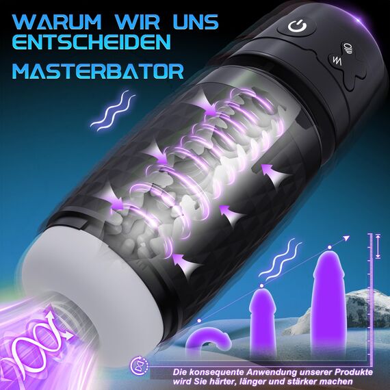 Eanatoys Masturbieren für Männer Sex Spielzeug für die Männer Masturbator, 3 Saugen & 4 Vibratoren & 3D Realistische Vagina & Ein-Druck-Höhepunkt, Taschenmuschi Mastubratoren Blowjob Sexpuppe Schwarz