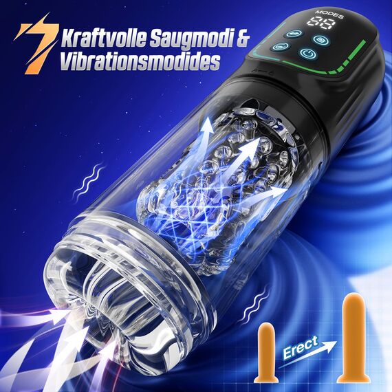 Elektrischer Masturbator Masturbieren für Männer 7 Teleskopfunktion & Rotierend & Saugen, Sex Spielzeug für die Männer Vibratorensets, Taschenmuschi Masturbatoren Penis Eichel Stimulator Sex Toys