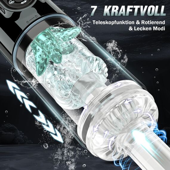 Elektrischer Masturbator Sex Spielzeug für die Männer mit 7 Modi Teleskopfunktion & Rotieren & Saugen & Vibrieren und Lecken, Masturbieren für Männer Sex Toys Taschenmuschi Sexspielzeug Masturbatoren