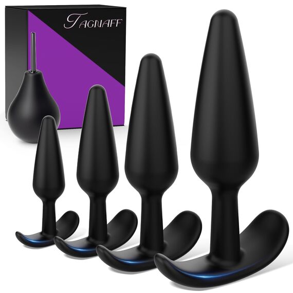 5 Stück Analplug# für Männer Frauen mit Analdusche für Analverkehr, 4 Größen Ø2.29  bis Ø4.06 cm Anal Plug für Anfängern bis Profis, T-Basis Silikon Buttplug Analplugs Sexspielzeug Anal Dildo