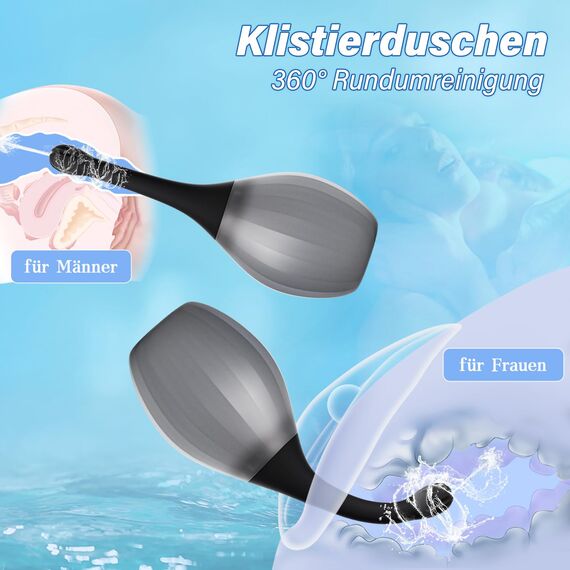 Analdusche für Analverkehr Klistier Einlaufgerät Darmreinigung - 300ML Silikon Analdusche für Mann mit Biegbarer Einlauf Duschdüse Anti-Rückfluss Irrigator Klistier zur Darmspülung, Schwarz