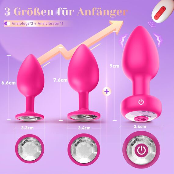 Analplugs Vibratorensets für Frauen KI-Sync Sextoysets, 10 Modi Mini Vibration für Frauen Anal Plug 3 Stücke Buttplug für Anfänger Sexspielzeug Paarvibrator Dildo Klein APP Fernbedienung Vibro ei