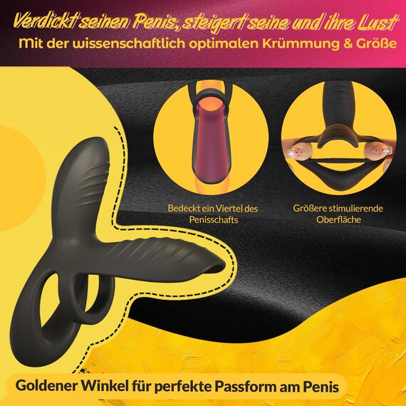 Penisring Vibrator Penishülle mit Klitorisstimulator für Penis G-Punkt Perineum, Sex Spielzeug für die Paare Männer Frauen, YAWNSHE Cockring Penis Ring Sex Toys, Erotisches Sexspielzeug Schwarz
