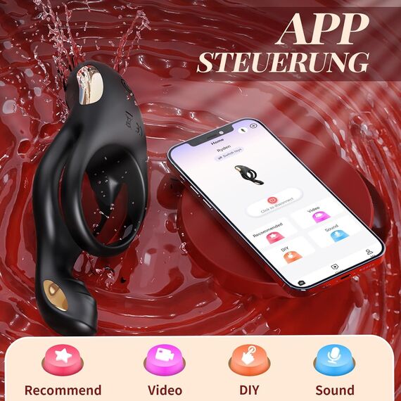 Penisring Vibrator Spielzeug für die Paare Klitoris, Penis Ring Erotisches Sex Spielzeug für Paare Extrem Sex 10 Vibrationsmodi, Penisringe Sexspielzeug für die Männer Solo Dual Cockring Massagegerät