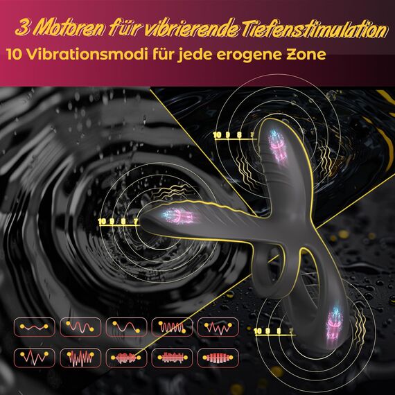Penisring Vibrator Penishülle mit Klitorisstimulator für Penis G-Punkt Perineum, Sex Spielzeug für die Paare Männer Frauen, YAWNSHE Cockring Penis Ring Sex Toys, Erotisches Sexspielzeug Schwarz