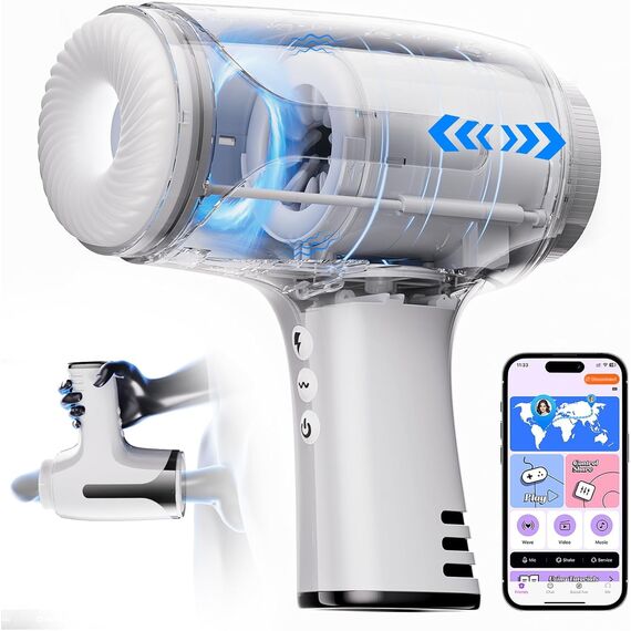 Abnehmbar Masturbator Cup Sex Spielzeug für Männer – Elektrischer Sexmaschine Stroker mit APP Control, 4 Stoß- und Vibrationsmodi, Blowjob Penis Pussy Sex Toys, Masturbieren für Männer Training Solo