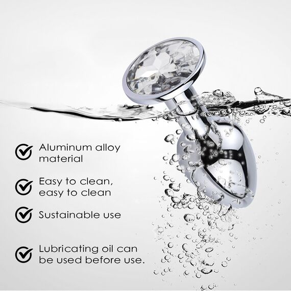 halercay 3 Stücke Klein Medium Groß Metall Analplug Set mit Kristall Diamant Sex Spielzeug,Buttplug Anal Butt Plug,für Frauen Männer Paare Anfanger für Frauen Männer Plug Metall Set (Weiß)