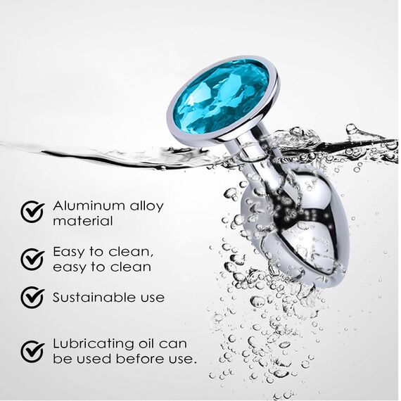 halercay 3 Stücke Klein Medium Groß Metall Analplug Set mit Kristall Diamant Sex Spielzeug,Buttplug Anal Butt Plug,für Frauen Männer Paare Anfanger für Frauen Männer Plug Metall Set (Blau)