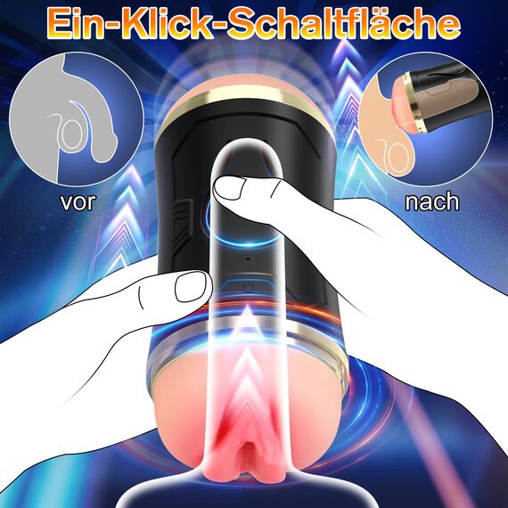 Elektrischer Masturbator Sexspielzeug für Männer Solo - Masturbieren für Männer Elektrisch mit 10 Vibrationsmodi & 6 Penisringe Penis Masturbatoren 3D Taschenmuschi für die Männer Sex Sexspielzeug