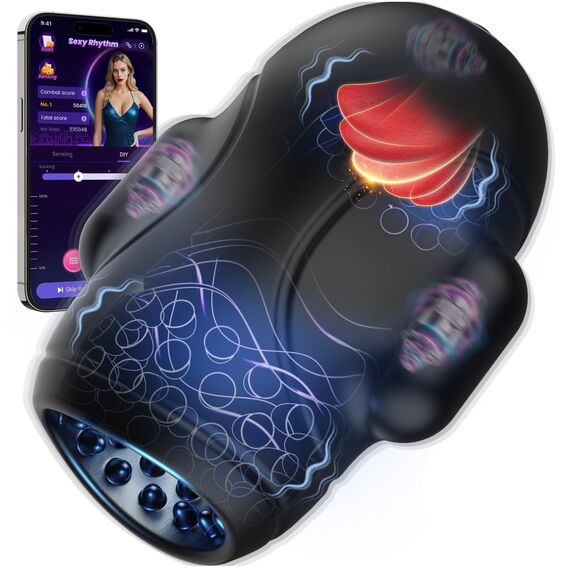 Tauara Masturbieren für Männer Masturbator mit APP, 4 IN 1 Sex Spielzeug für die Männer Vibrator Trainer Masturbatoren mit 10 Vibrations und Lecken Vibratorensets Sexspielzeug