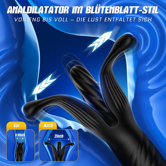 Soulour Analvibratoren für Mann Prostata Stimulation Männer, 4IN1 Expansions- und Schubmodi Analplug mit Penisring&Hodenvibration, AI Sex Spielzeug für die Männer Anal Plug Analkugeln 9x9 Modi Reif
