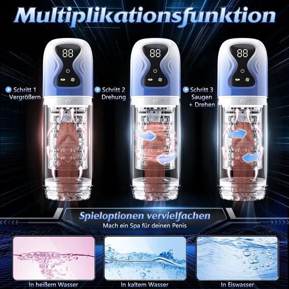 Masturbator Sex Spielzeug für die Männer solo, Masturbieren elektrisch mit 7 Rotations-, 7 Saug- und Zungenleckmodi, Masturbatoren Mann Gay Sexspielzeug Blowjob Taschenmuschi Sex Toyset für Man Toys