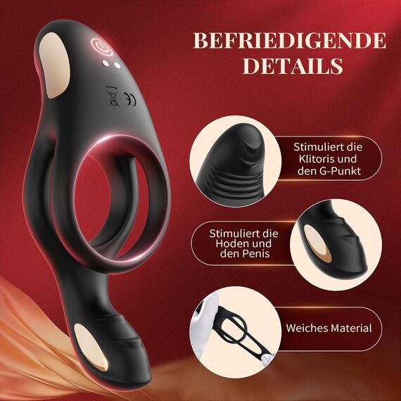 Penisring Vibrator Spielzeug für die Paare Klitoris, Penis Ring Erotisches Sex Spielzeug für Paare Extrem Sex 10 Vibrationsmodi, Penisringe Sexspielzeug für die Männer Solo Dual Cockring Massagegerät